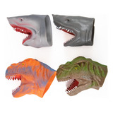 Pack De Dinosaurio Y Tiburón 4 Juguetes Interactivos De Goma