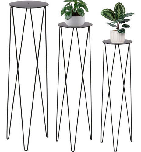 3 Vaso Suporte Tripé Para Plantas De Chão Table Grande