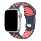 Correa / Pulsera Deportiva Premium Para Apple Watch Ancho 2 Cm Color Azul / Salmón - 38 / 40 / 41 Mm