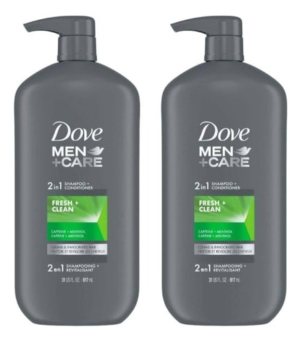 Pack 2 Piezas Shampoo Dove Men Fresh Clean 917 Ml C/u