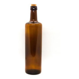 Botella Vidrio Licor Aceite Ambar Tapa Corcho 750 Cc X12