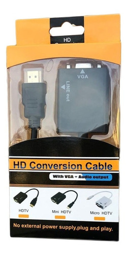 Adaptador Cable De Conversión Hdmi A Vga + Aduio Hd