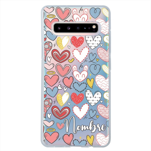 Funda Galaxy Antigolpes Corazones Personalizada Con Nombre