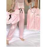 Pijama Look Victoria Pink Raso Satén Seda Set 7 Import Eeuu