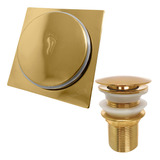 Valvula Dourada Inox 1 1/4 E Ralo De Banheiro 10x10 Click