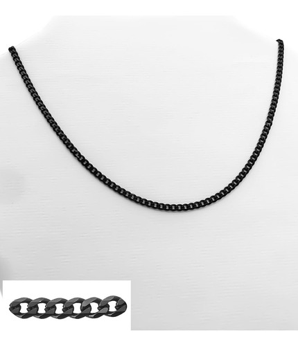 Cadena Negro Groumet Plana 1.0 (3.1mm) - 50 Cm Acero C:7776