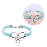 Pulsera Infinito Corazón Patita De Perro Best Friend Aqua