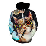 Sudadera Pullover Gato Casual Gafas De Sol De Colores