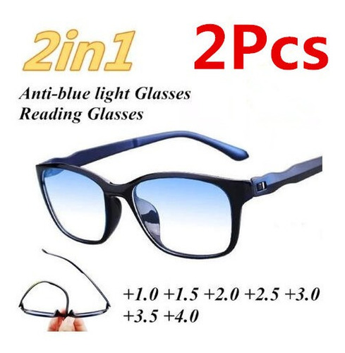 2 Gafas De Luz Anti-azul Para Lectura De Grados/computadora