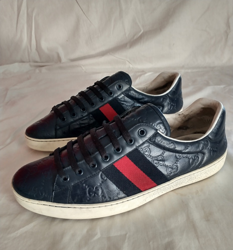 Hermosos Tenis Gucci Azules Hechos En Italia Originales 