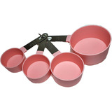 Set Tazas Medidoras Reposteria De Plastico Rosa Kit X4 U