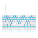 Teclado 60% Mecánico 61 Teclas Blanco Retroiluminado Azul