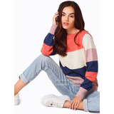 Sweater Rayado Cuello Redondo Pullover Mujer Kierouno