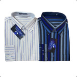 Kit 2 Camisas Social Masculina Listrada Country Manga Longa