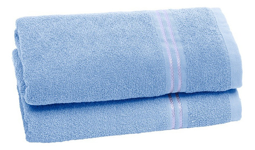 Set 2 Pz Toalla De Baño Completo 100% Algodón. 130 X 70 Cm . Color Azul Cielo