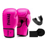 Kit Boxe Muay Thai Fheras Luva Bandagem Bucal Feminino Top