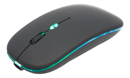 Mouse Gamer Inalambrico Raton Con Luz Led Rgb Usb Recargable Color Negro