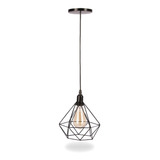 Pendente Diamante Aramado Preto Luminaria Lustre 