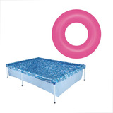 Kit Piscina Estrutural 1000l Retangular+boia Neon Infantil