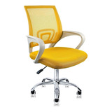 Cadeira De Escritório Cromada Fortt Lisboa Amarela -csf02-am Cor Amarelo Material Do Estofamento Mesh
