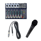 Kit Mesa De Som 7 Canais Gf-6182 + Microfone Com Fio Kds-300