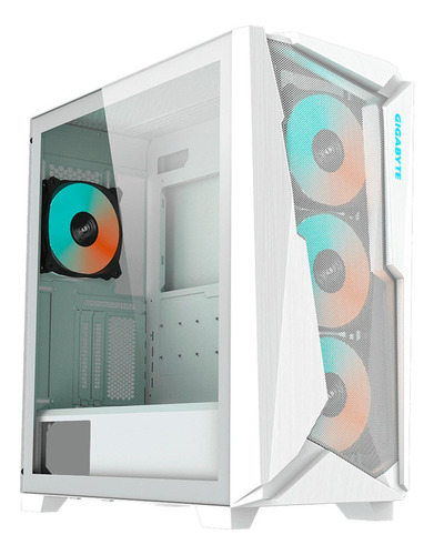 Gabinete Gamer Gigabyte C301 Glass White E-atx 4 Fan Argb Color Blanco