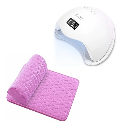 Lámpara Led Uv 48w + Kit Cojín Almohada Para Manos Manicur