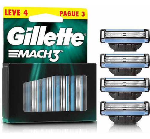 Gillette Refil Para Barbear Mach3 Leve 4 Pague 3