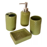 Set 4 Accesorios Baño Cerámica Dispensador Porta Jabón Vaso