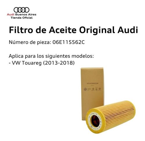 Filtro De Aceite Volkswagen Touareg 2013 Al 2018 Foto 3