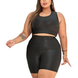 Short Curto Plus Size Feminino Meia Coxa Suplex Academia Fit