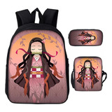 Mochila De 3 Piezas Demon Slayer Kamado Nezuko Bolso De Homb Color 03