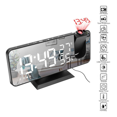 Despertador Proyector Seleccionable Led/interior Fm Display