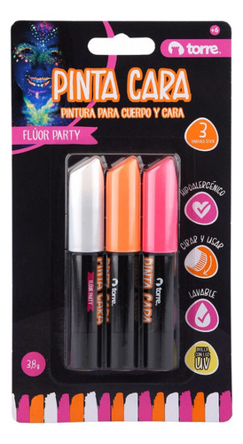 Pinta Cara, Pintura Para Cuerpo Y Cara (fluor Party), Torre