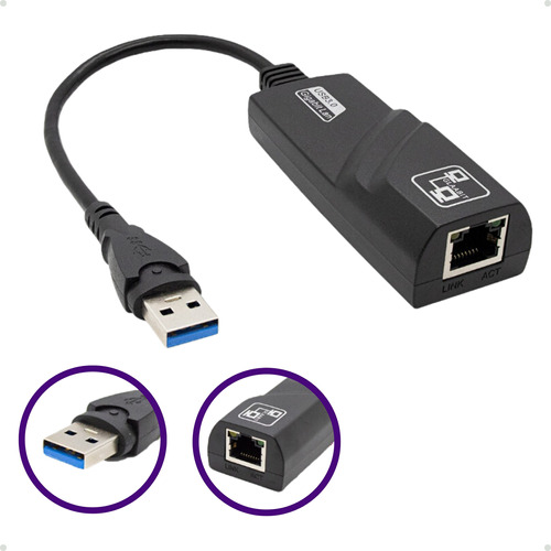 Adaptador Usb Ethernet 3.0 Gigabit 10/100/1000 Pc Notebook