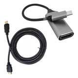 Kit Cabo Adaptador De Vídeo Tipo-c Para Hdmi + Cabo Hdmi