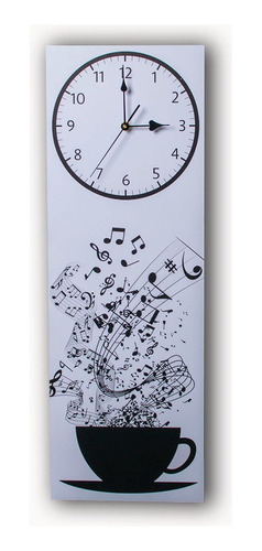 Reloj De Pared Taza Café Y Música