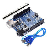 Placa Compatível Com Arduíno Uno R3 Atmega328 Smd Com Cabo