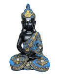 Buda Hindu Tailandês Tibetano Sidarta Em Resina Azul 27m