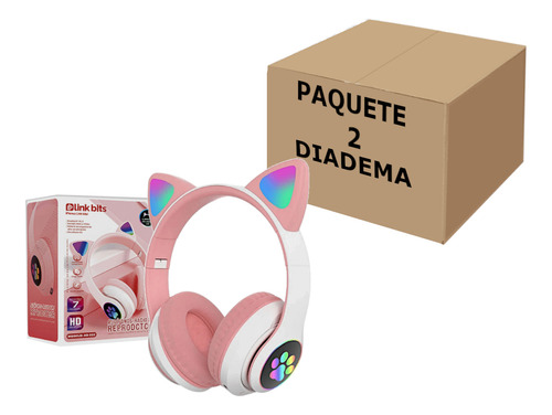 Audifonos Diadema Bluetooth Plegable Reproductor Rgb 2 Pzs  