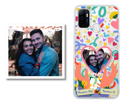 Funda Para Oppo Personalizada Corazón Foto Con Tu Pareja