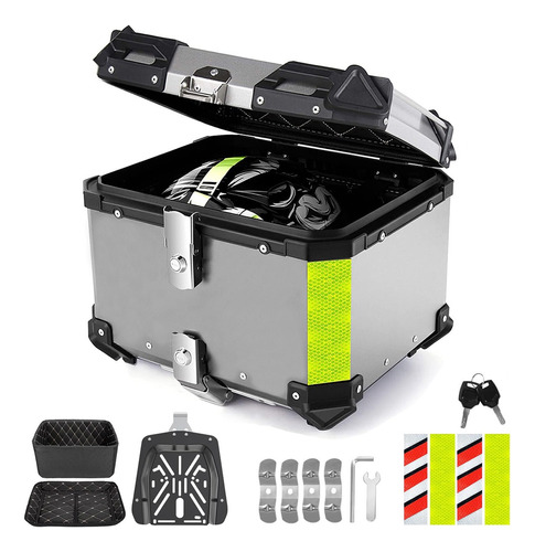 Caja Moto Top Case Aluminio Baul Con Respaldo Para Cascos