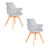 Silla De Comedor Eames Tulip Set X2 Unid Plos Cocina/comedor Color De La Estructura De La Silla Gris Claro