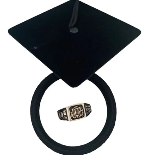 Anillo Graduación Preparatoria Plata.925 + Estuche Birrete