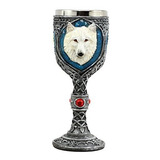 Ebros  Fantasma  Blanco Albino Snow Wolf Copa De Vino 7oz Di