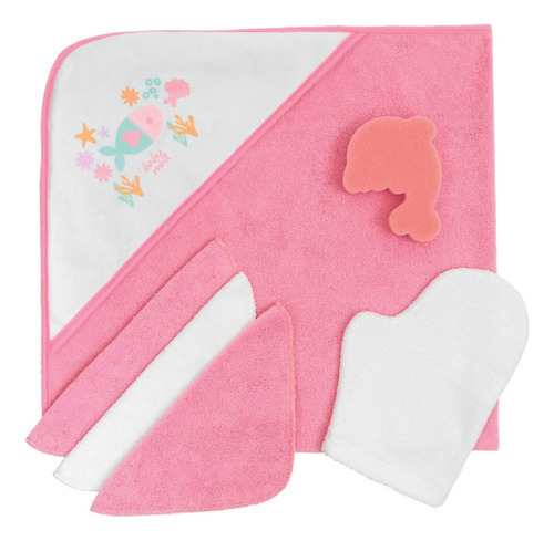 Set 6 Pzas Hora Del Baño Del Bebé Baby Mink Bm374 + Toalla