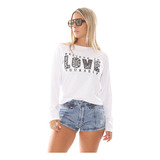 Remera Manga Larga Con Lentejuelas Love Mujer