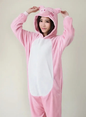 Mameluco Pijama Cerdito Rosa Lunares Blancos Infantil