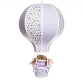 Pendente Lustre Balão Gg Lilás Com Boneca Bebê Infantil