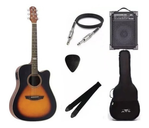 Kit Violão Strinberg Sd200 Folk Aço Elétrico + Caixa Lx40